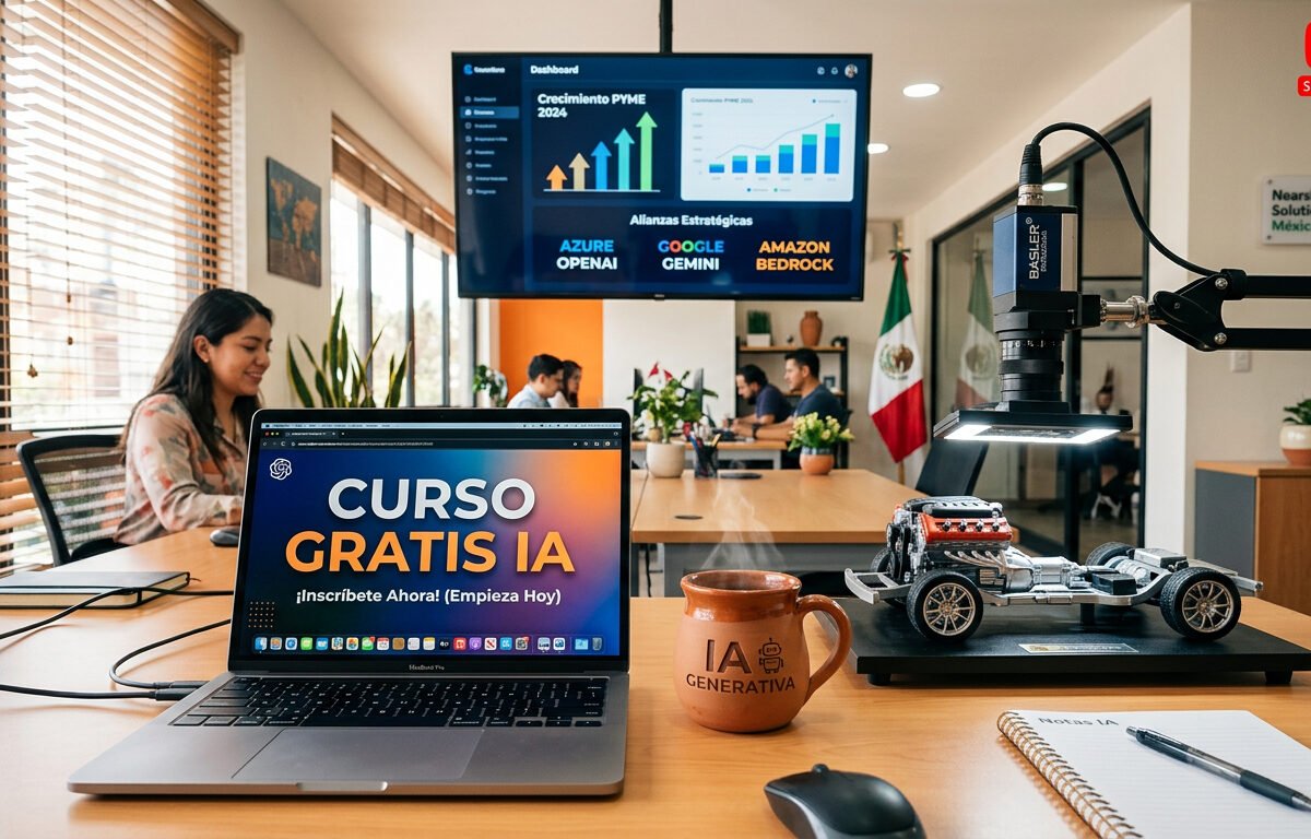  Curso gratis de inteligencia artificial para pymes mexicanas, guía práctica de Adrián Sáenz, roadmap de IA generativa para productividad y crecimiento nearshoring