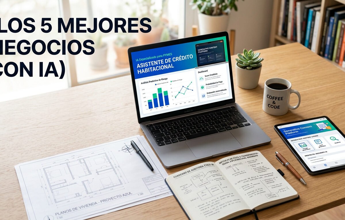  Cinco mejores negocios con inteligencia artificial para pymes, crédito habitacional, contenido generativo, logística y auditoría ética